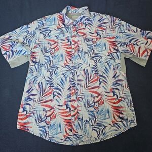 Reel Legends Red and Blue Leaf Print Shirt
